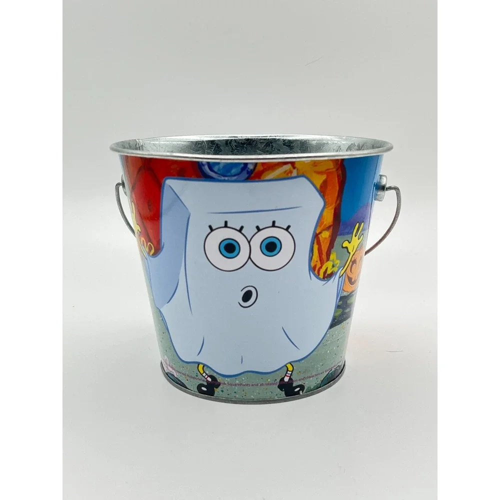 Vintage‎ Nickelodeon SpongeBob SquarePants Tin Pail Bucket w/ Handle 2004